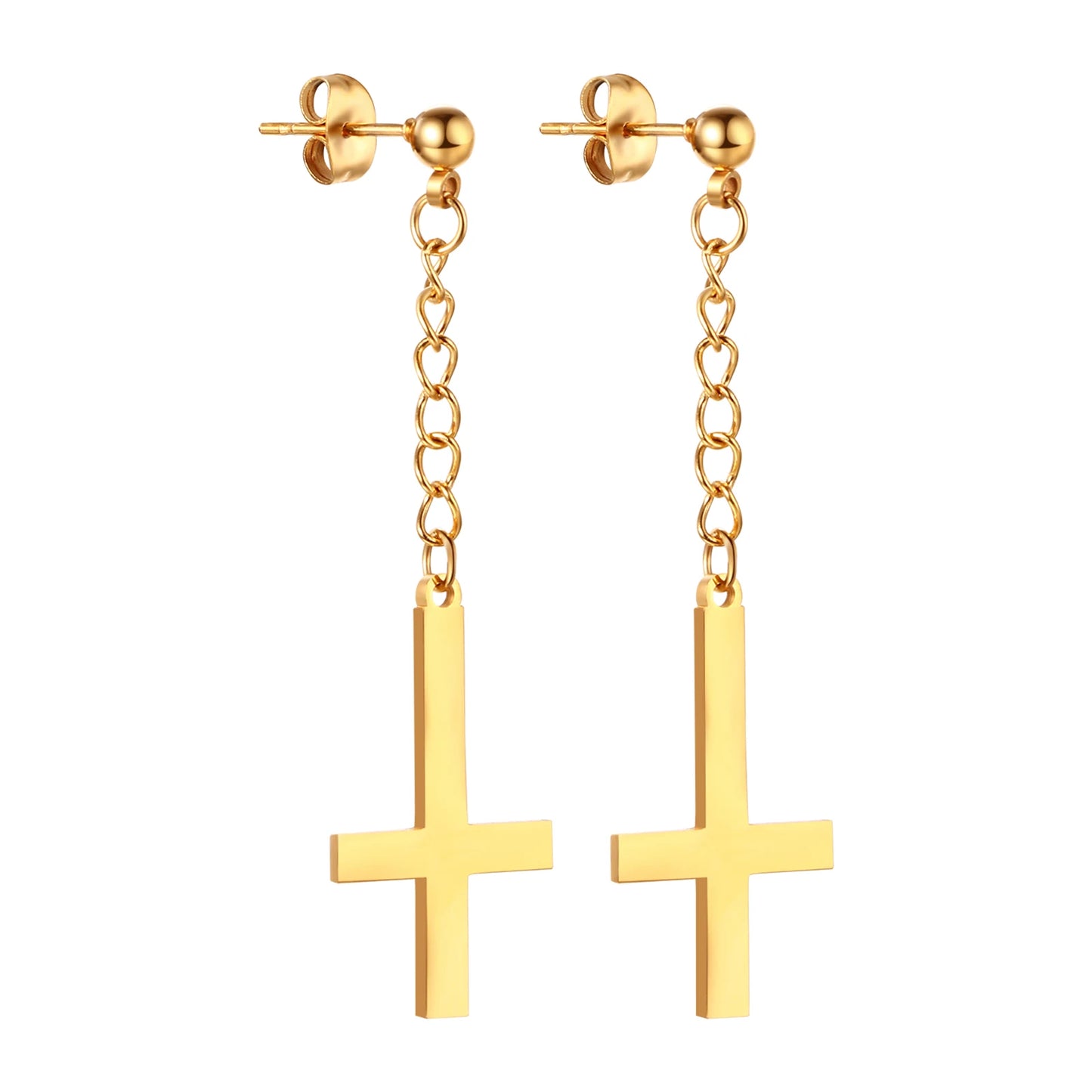 Gothic Cross Hoop Earrings for Punk and Alternative Statement Styling