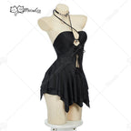 Women's Halter Cutout Two Piece Swim Set with Layered Skirt and Necklace Accessory