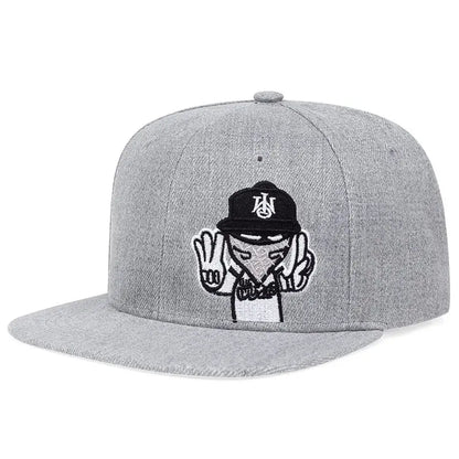 Embroidered Graphic Snapback Cap Adjustable Flat Brim Streetwear Baseball Fashion Hat