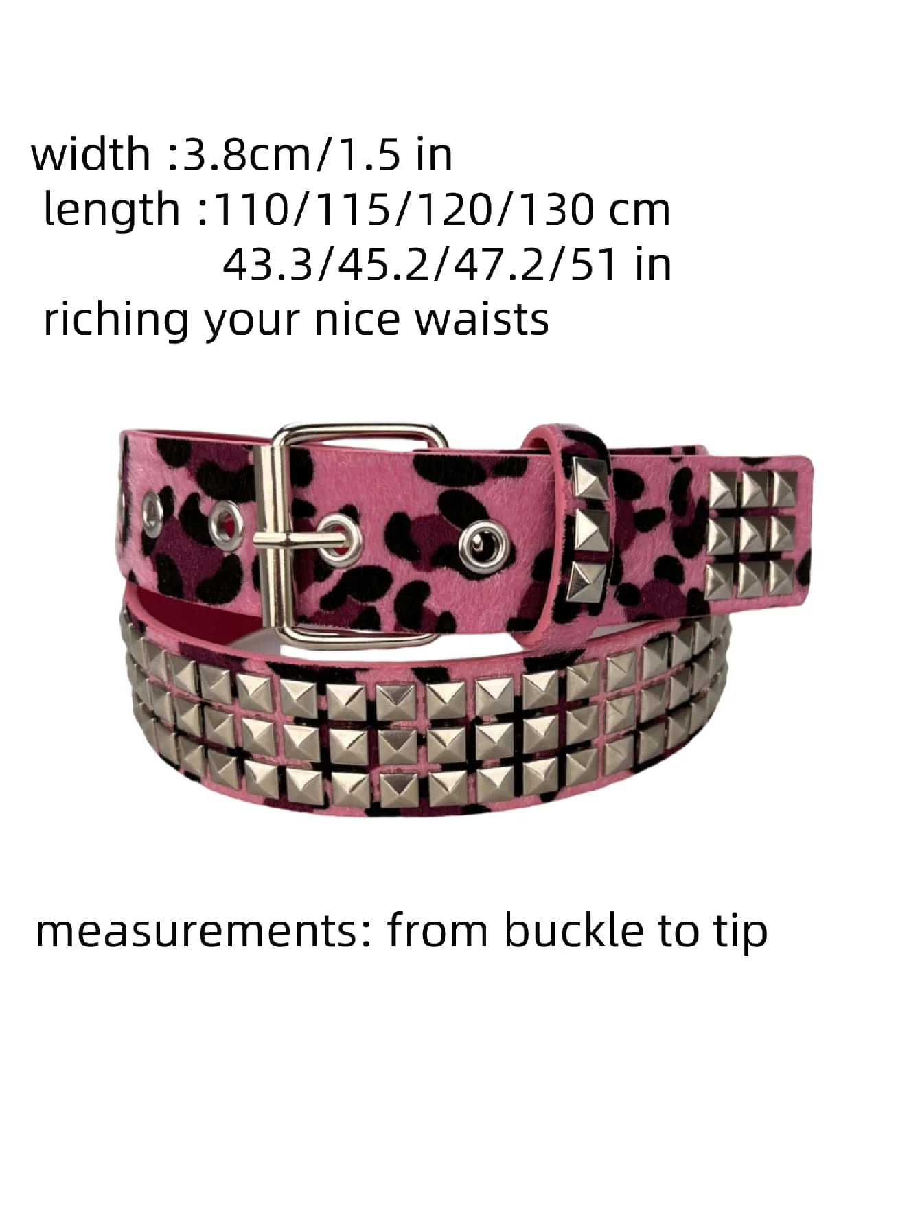 Animal Print Studded Belt for Punk, Y2K and Alternative Fashion