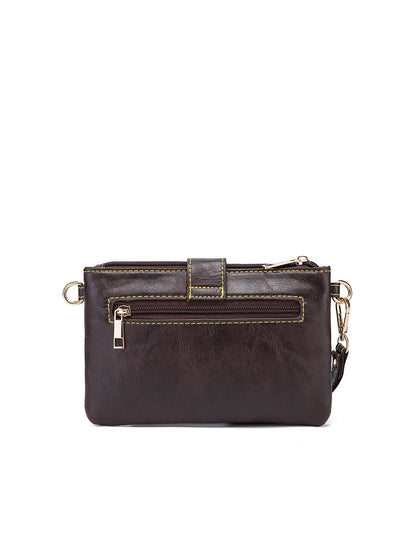 Floral Embossed Crossbody Satchel Bag with Multi Compartment Storage Design