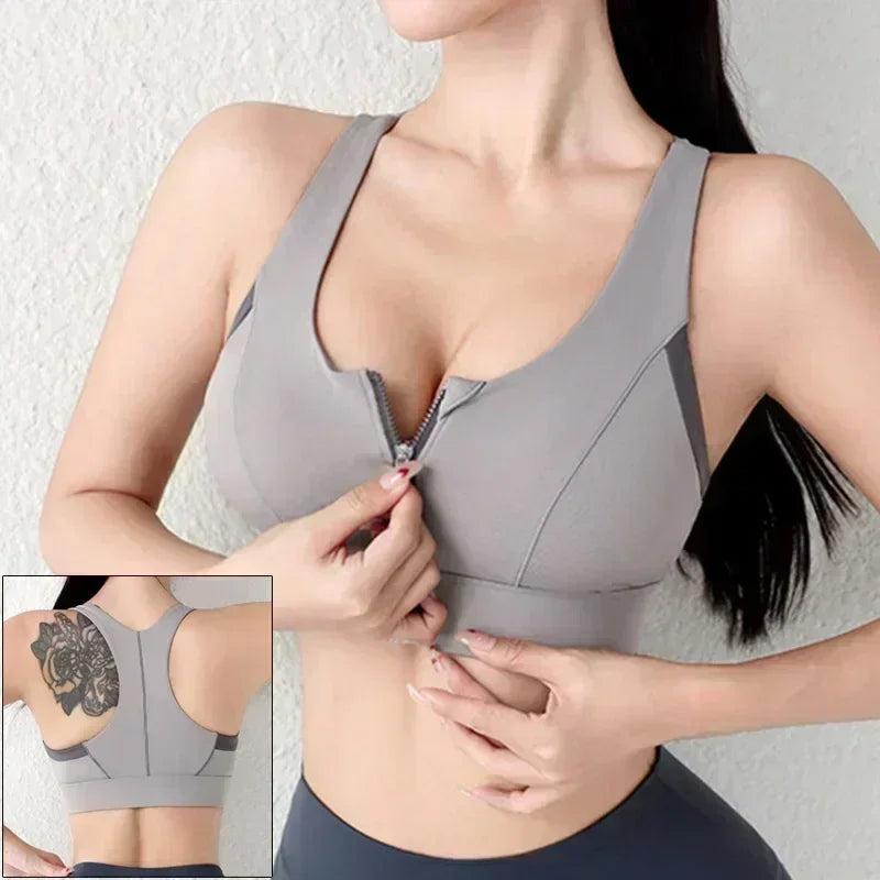 Structured Front-Zip High-Impact Sports Bra with Racerback Support