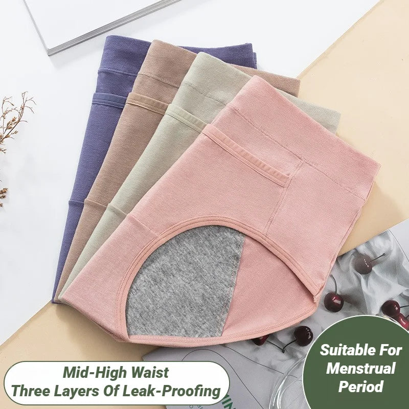 Four-Piece High-Waisted Leak-Proof Menstrual Brief Set