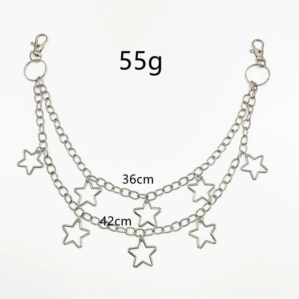 Crescent Moon Layered Waist Chain for Gothic and Alternative Fashion