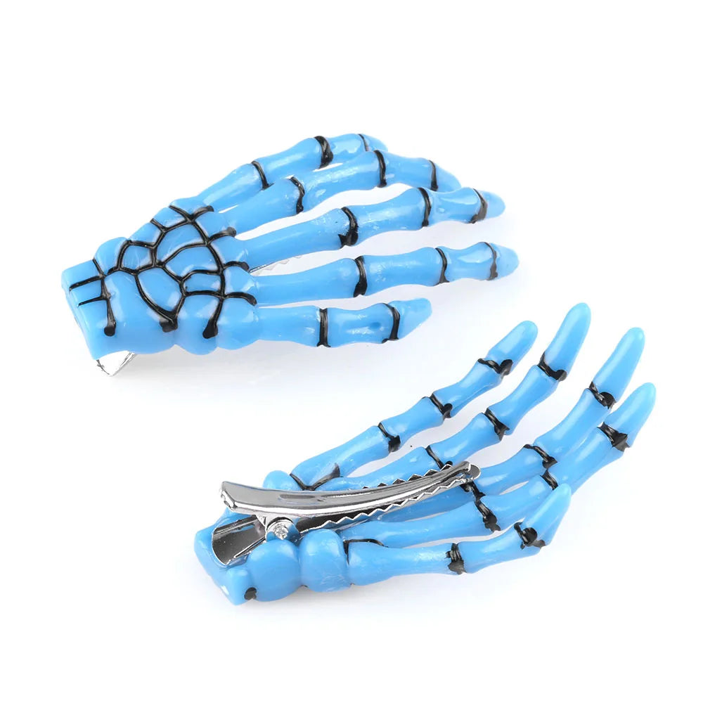 Skeleton Bone Hair Clip Set Gothic Punk Statement Hairstyle Accessories