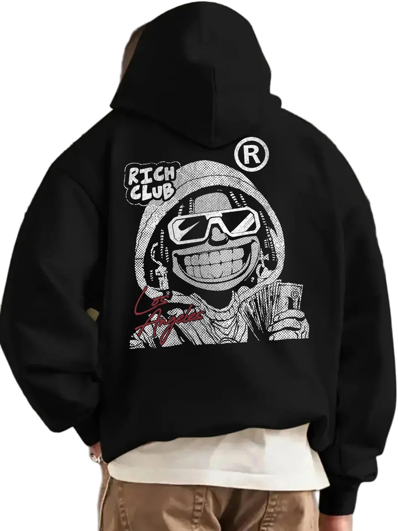 Heavyweight Streetwear Hoodie with Retro Mascot Back Graphic and Oversized Fit