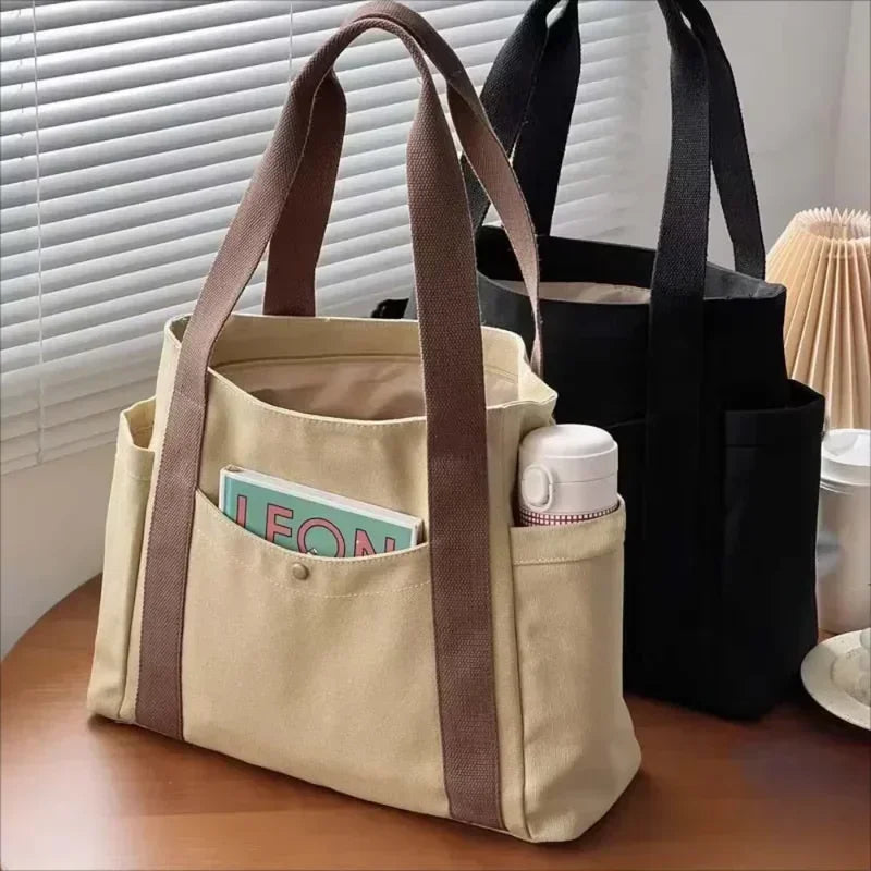 Large Capacity Utility Canvas Tote Shoulder Bag with Everyday Carry Design