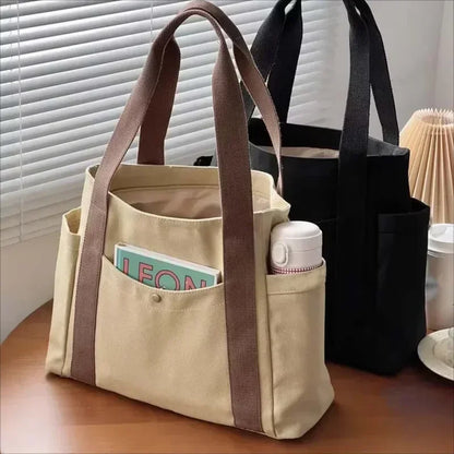 Large Capacity Utility Canvas Tote Shoulder Bag with Everyday Carry Design