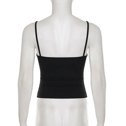 Graphic Embroidered V-Neck Camisole Tank Top with Slim Fit Streetwear Design