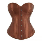 Vibrant Pink Satin-Finish Overbust Corset with Structural Seaming
