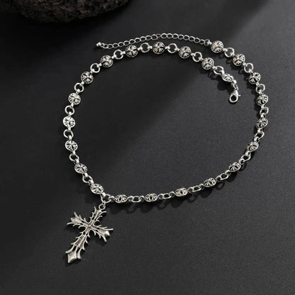 Oversized Cross Pendant Necklace for Punk Gothic Streetwear Statement Styling