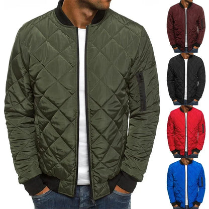Men's Quilted Bomber Jacket with Lightweight Urban Streetwear Styling