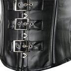 Olive Green Steampunk Underbust Corset with Metallic Hardware and Ribbon Tie Accents