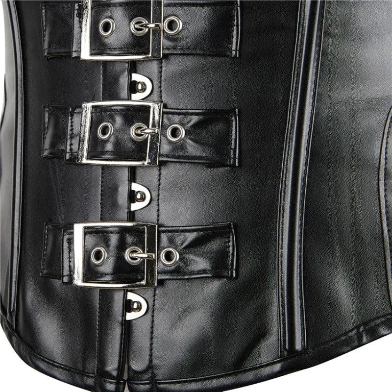 Olive Green Steampunk Underbust Corset with Metallic Hardware and Ribbon Tie Accents