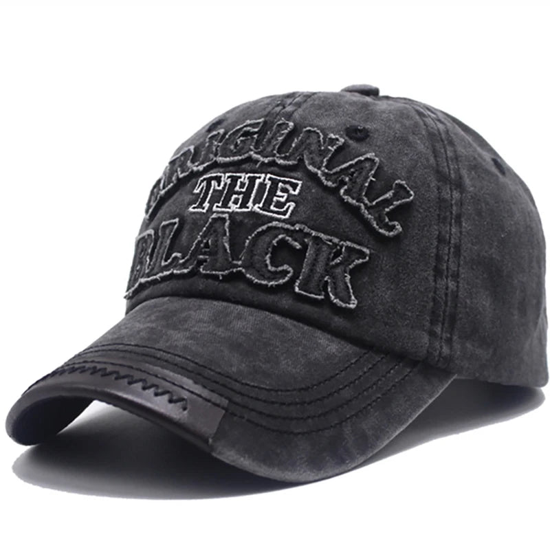 Vintage Washed Baseball Cap Embroidered Typography Curved Brim Casual Streetwear Hat