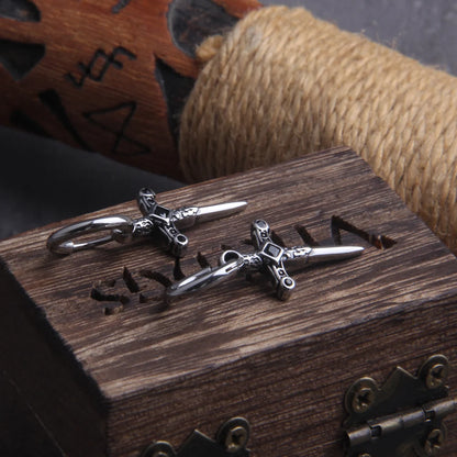 Sword Drop Hoop Earrings for Gothic Punk and Alternative Fashion
