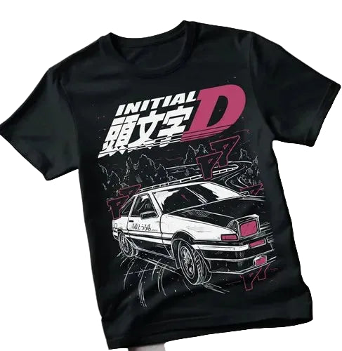 Retro Racing Graphic Streetwear T-Shirt with Automotive-Inspired Illustrative Print