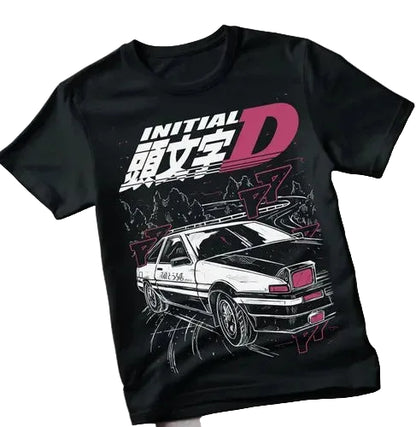 Retro Racing Graphic Streetwear T-Shirt with Automotive-Inspired Illustrative Print