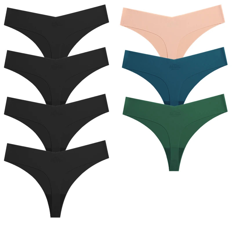 Seven-Piece Seamless V-Front Thong Set in Vibrant Jewel Tones