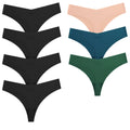 Seven-Piece Seamless V-Front Thong Set in Vibrant Jewel Tones