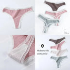 Women’s Delicate Lace Low-Rise Thong with Floral-Style Trim, Minimal G-String Silhouette and Solid Color Design