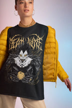 Goth Oversized Graphic Tee with Dark Creature Manga Artwork Design