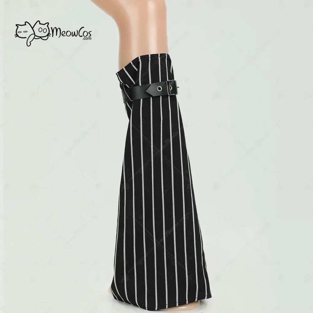Women's Striped Corset Style Top and Layered Skirt Costume Set with Gloves