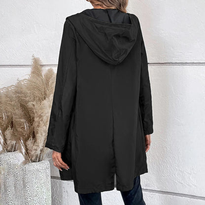 Women's Lightweight Hooded Zip-Up Windbreaker Jacket with Relaxed Streetwear Inspired Silhouette