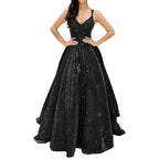 Glitter Finish Maxi Dress With Open Back And Full Movement