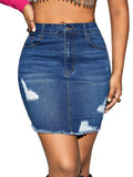 Distressed Raw Hem Denim Mini Skirt with Frayed Edge Streetwear Styling