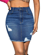 Distressed Raw Hem Denim Mini Skirt with Frayed Edge Streetwear Styling