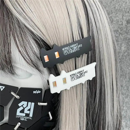Cyber Grunge Graphic Hair Clip Set Alternative Streetwear Statement Accessories