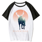Mystic Deer Anime Raglan Casual Cotton Streetwear Graphic T-Shirt