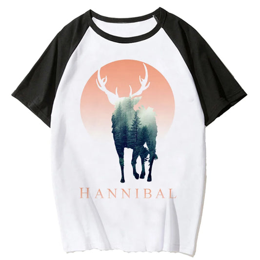 Mystic Deer Anime Raglan Casual Cotton Streetwear Graphic T-Shirt