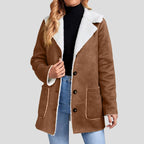 Women's Faux Suede Fleece Lined Hooded Jacket Relaxed Winter Streetwear Outerwear Coat