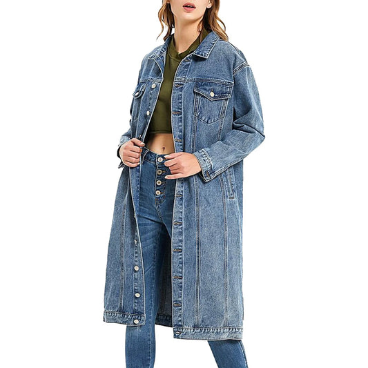 Longline Vintage Inspired Denim Coat with Streetwear Layering Silhouette