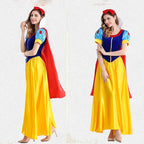 Classic Royal Princess Gown with Puffed Sleeves and Sweeping Yellow Skirt
