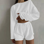 Women's Oversized Sweatshirt and Shorts Co-Ord Set Casual Lounge Outfit