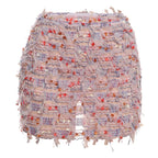 Textured Fringe Mini Skirt with Layered Tassel Festival Fashion Design