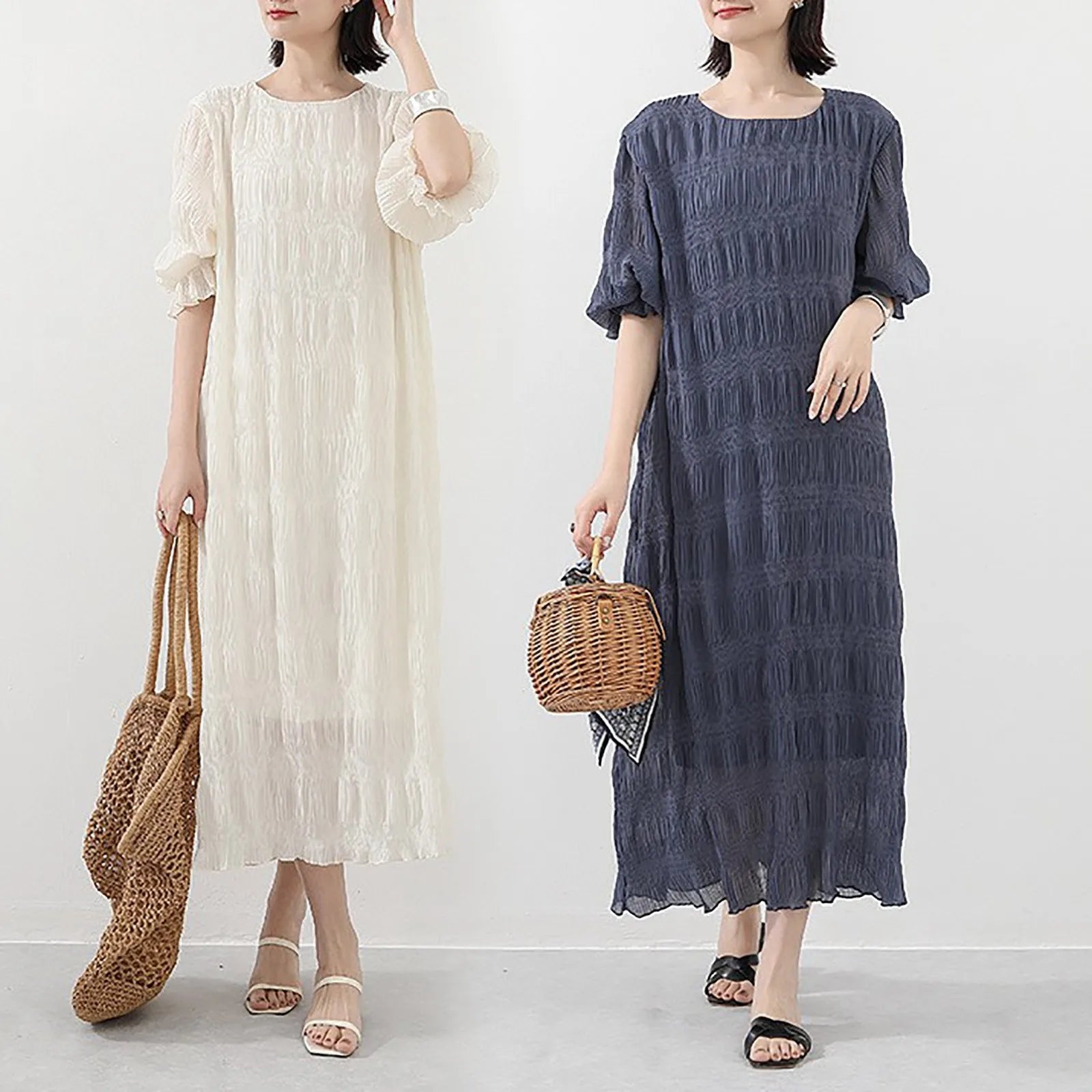 Boho Pleated Maxi Dress with Relaxed Silhouette for Everyday Styling