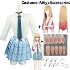 Classic Collegiate Roleplay Uniform Set with Plaid Pleated Skirt and Character Accessories