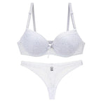 Refreshing Mint Green Push-Up Bra and Lace Trim Thong Set