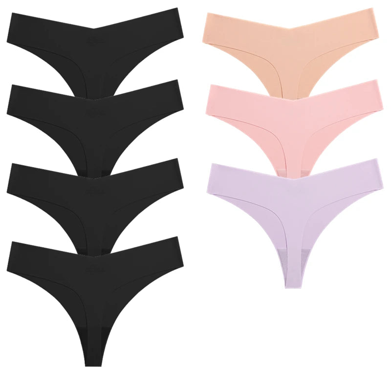Seven-Piece Seamless V-Front Thong Set in Vibrant Jewel Tones
