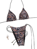 Classic Leopard Print String Bikini with Adjustable Tie Closures