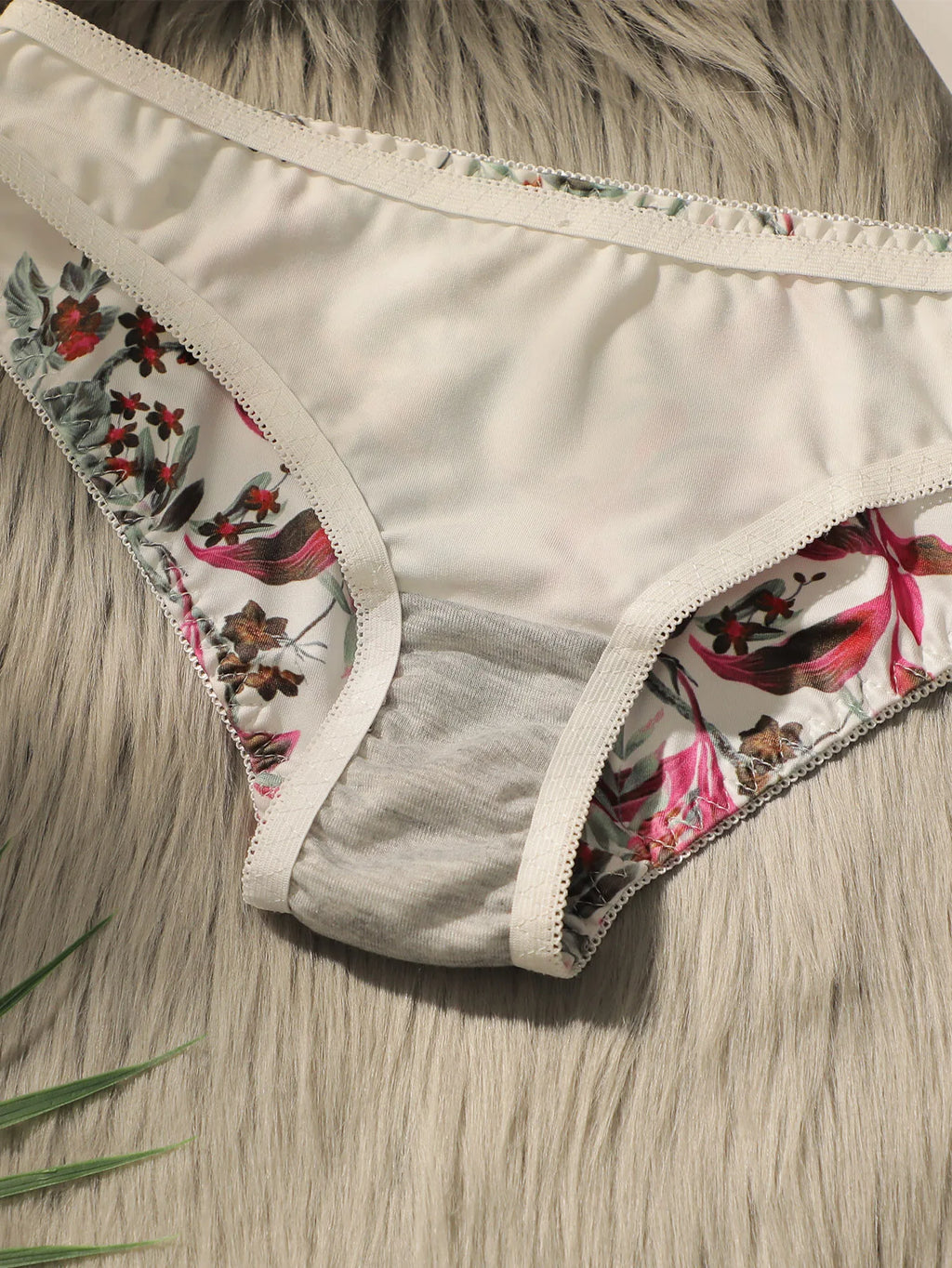 Vintage Botanical Floral Print Push-Up Bra and Brief Set
