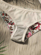 Vintage Botanical Floral Print Push-Up Bra and Brief Set