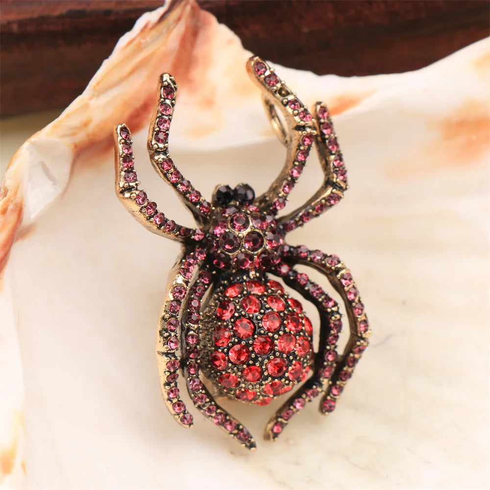 Vintage Gothic Spider Brooch Pin with Ornate Statement Insect Silhouette Design