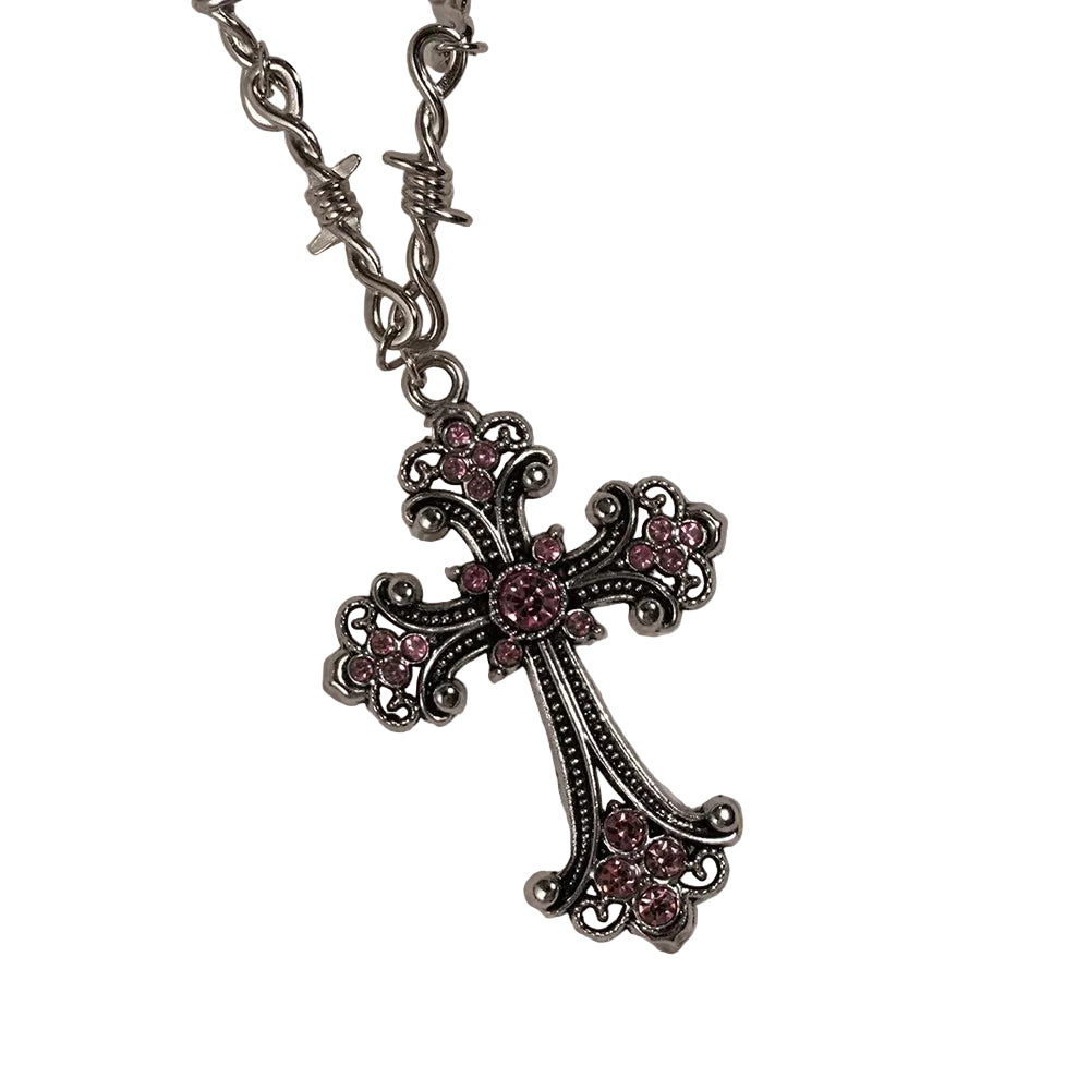 Gothic Heart Cross Pendant Necklace Set With Dark Romantic Charm Details