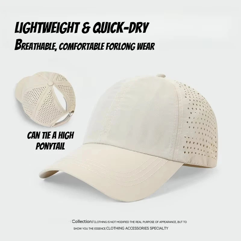 Washed Ponytail Baseball Cap Adjustable Curved Brim Casual Streetwear Outdoor Hat