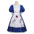 Women's Classic Maid-Inspired Dress Set with Apron, Bow, Belt and Striped Thigh-High Socks